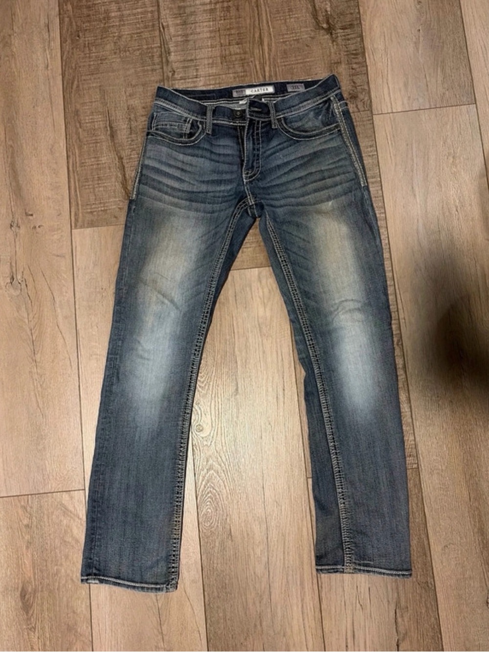 BKE Men's Slim Straight Faded Blue Jeans